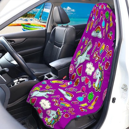 Purple Girly Unicorn Pattern Print Waterproof Car Seat Cover