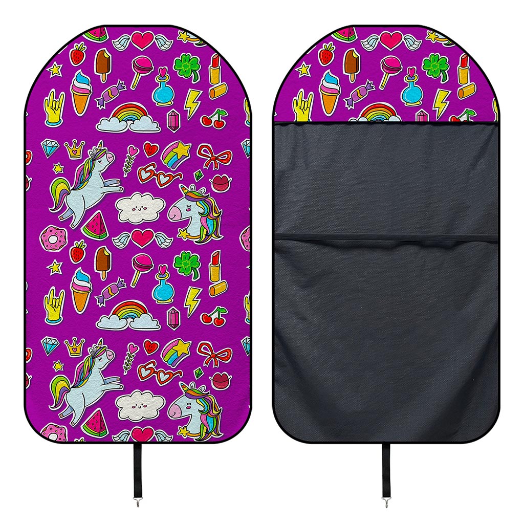 Purple Girly Unicorn Pattern Print Waterproof Car Seat Cover