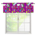 Purple Girly Unicorn Pattern Print Window Valance