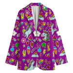 Purple Girly Unicorn Pattern Print Women's Blazer