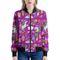 Purple Girly Unicorn Pattern Print Women's Bomber Jacket