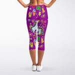 Purple Girly Unicorn Pattern Print Women's Capri Leggings