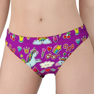 Purple Girly Unicorn Pattern Print Women's Panties