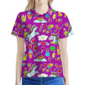 Purple Girly Unicorn Pattern Print Women's Polo Shirt