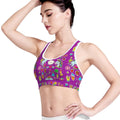 Purple Girly Unicorn Pattern Print Women's Sports Bra