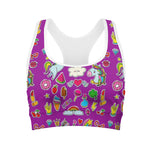 Purple Girly Unicorn Pattern Print Women's Sports Bra