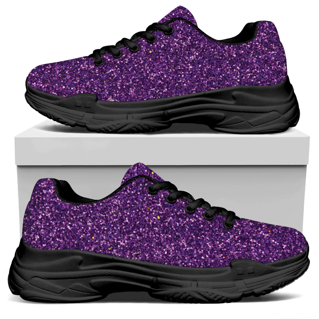 Purple Glitter Artwork Print (NOT Real Glitter) Black Chunky Shoes