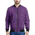 Purple (NOT Real) Glitter Print Men's Bomber Jacket