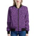 Purple (NOT Real) Glitter Print Women's Bomber Jacket