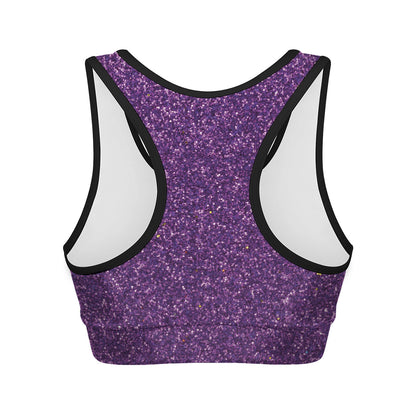 Purple Glitter Artwork Print (NOT Real Glitter) Women's Sports Bra