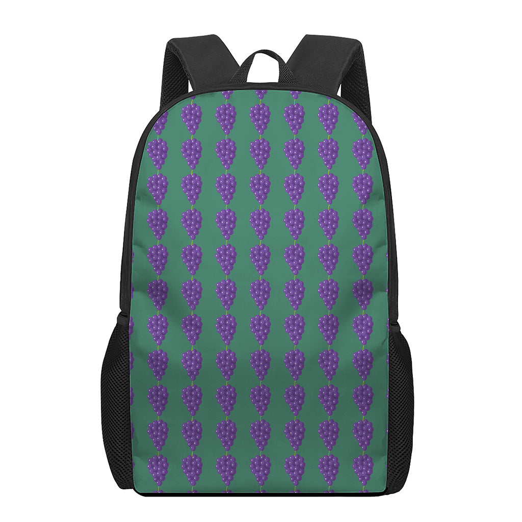 Purple Grape Pattern Print 17 Inch Backpack