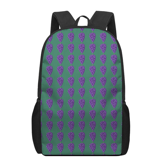 Purple Grape Pattern Print 17 Inch Backpack