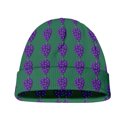 Purple Grape Pattern Print Beanie