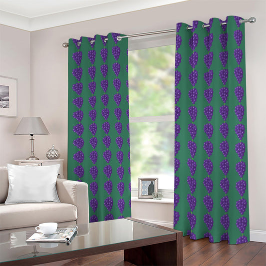 Purple Grape Pattern Print Blackout Grommet Curtains