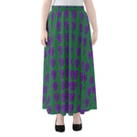 Purple Grape Pattern Print Chiffon Maxi Skirt