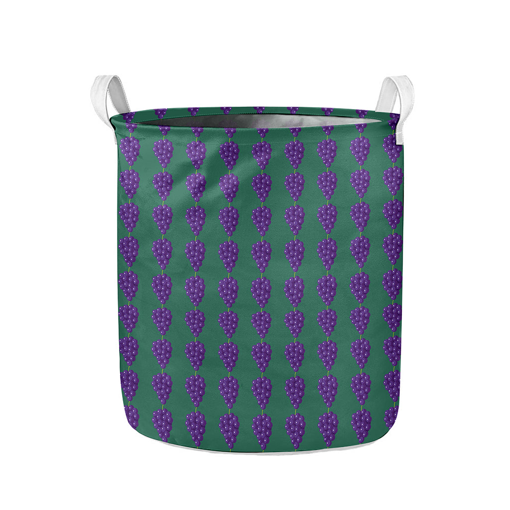 Purple Grape Pattern Print Collapsible Laundry Basket