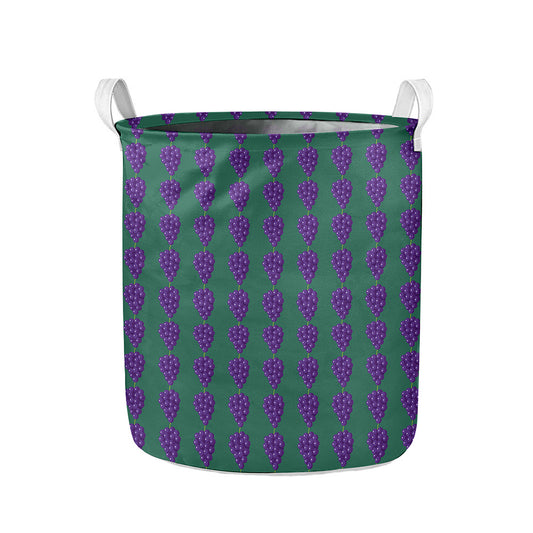 Purple Grape Pattern Print Collapsible Laundry Basket