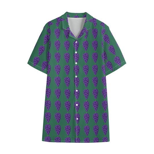 Purple Grape Pattern Print Cotton Hawaiian Shirt