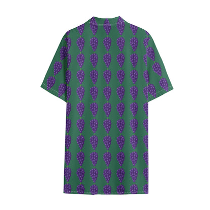 Purple Grape Pattern Print Cotton Hawaiian Shirt