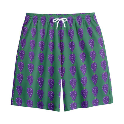 Purple Grape Pattern Print Cotton Shorts