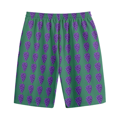 Purple Grape Pattern Print Cotton Shorts