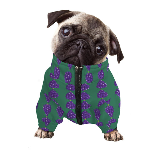 Purple Grape Pattern Print Dog Zip Up Jacket