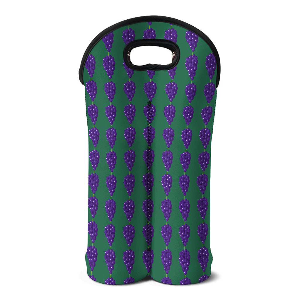 Purple Grape Pattern Print Double Neoprene Wine Tote