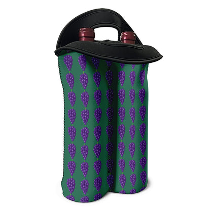 Purple Grape Pattern Print Double Neoprene Wine Tote