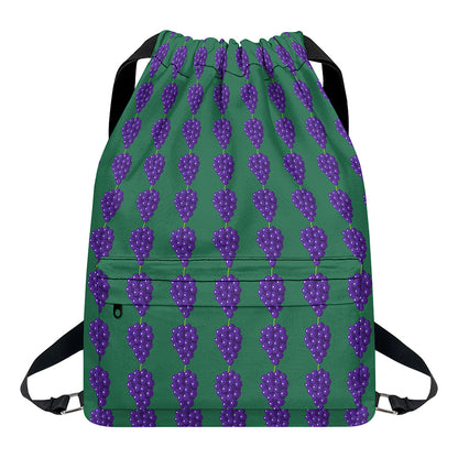Purple Grape Pattern Print Drawstring Backpack