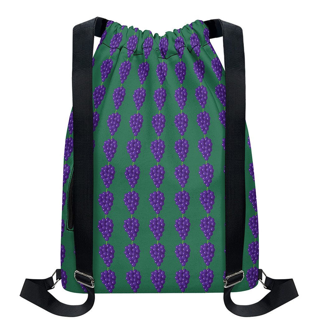 Purple Grape Pattern Print Drawstring Backpack