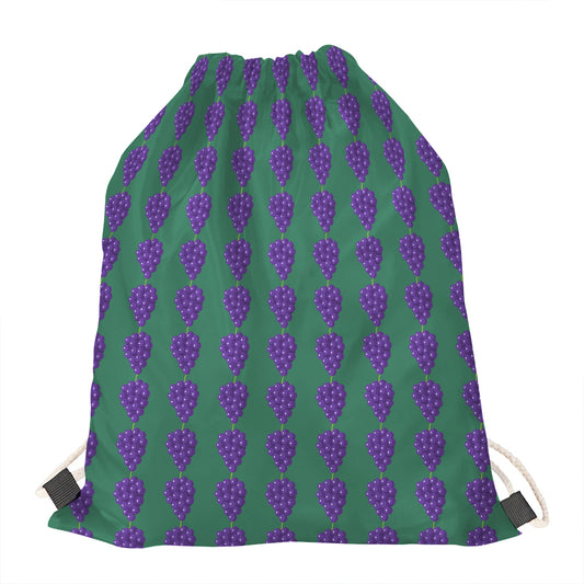 Purple Grape Pattern Print Drawstring Bag