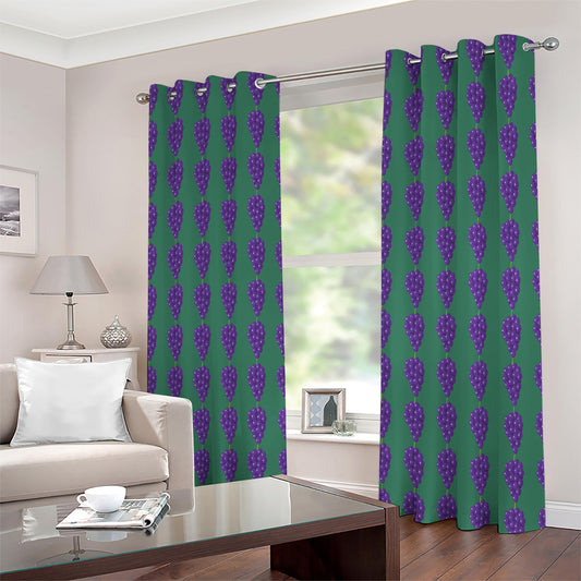 Purple Grape Pattern Print Extra Wide Grommet Curtains