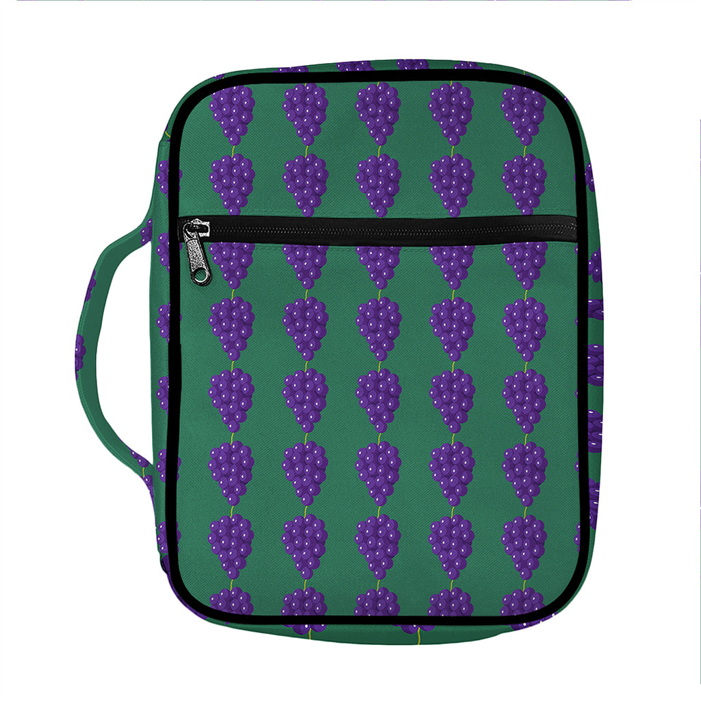 Purple Grape Pattern Print Front Pocket Bible Bag