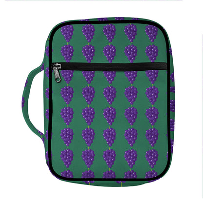Purple Grape Pattern Print Front Pocket Bible Bag