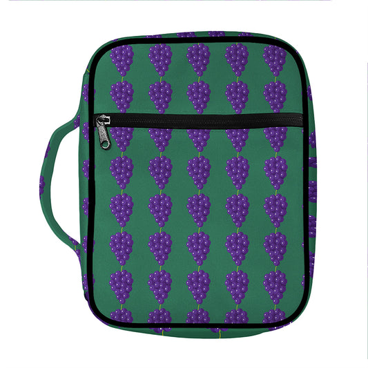 Purple Grape Pattern Print Front Pocket Bible Bag