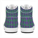 Purple Grape Pattern Print High Top Leather Sneakers