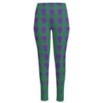 Purple Grape Pattern Print High-Waisted Pocket Leggings