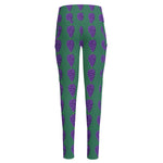 Purple Grape Pattern Print High-Waisted Pocket Leggings