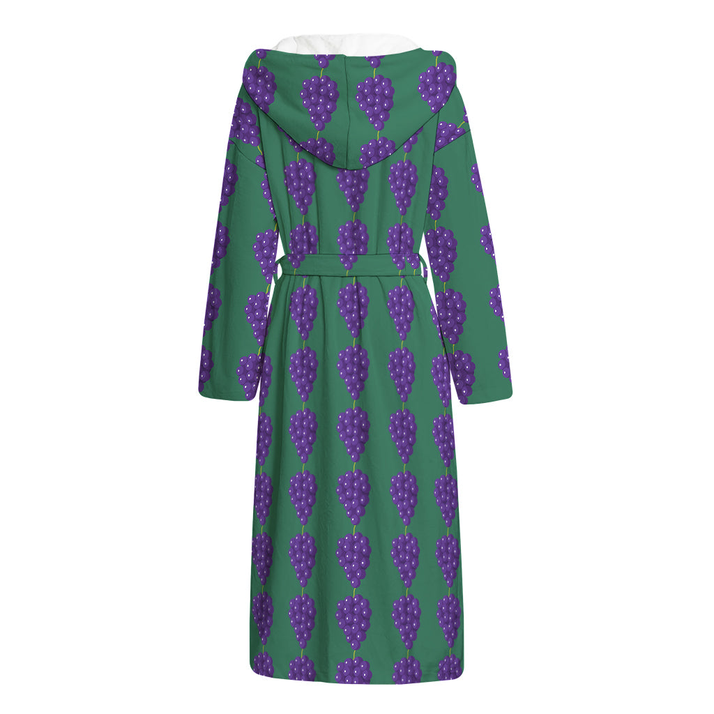 Purple Grape Pattern Print Hooded Bathrobe