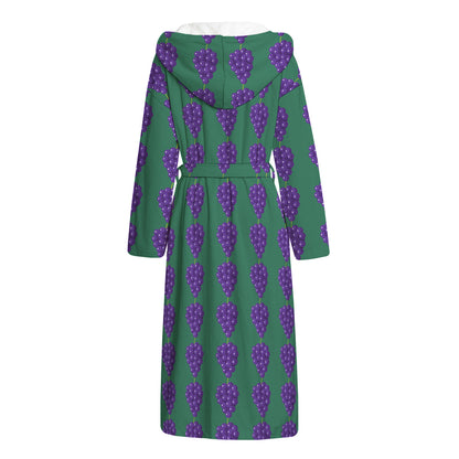Purple Grape Pattern Print Hooded Bathrobe