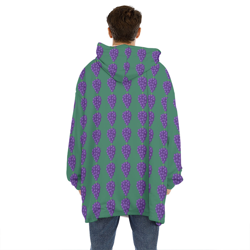 Purple Grape Pattern Print Hoodie Blanket
