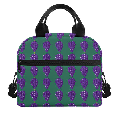 Purple Grape Pattern Print Insulated Lunch Bag