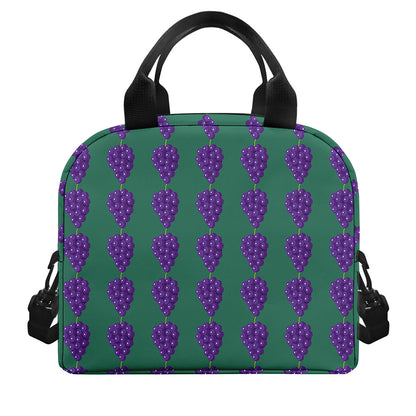 Purple Grape Pattern Print Insulated Lunch Bag