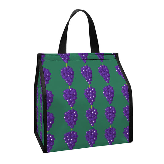 Purple Grape Pattern Print Insulated Lunch Tote