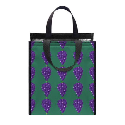 Purple Grape Pattern Print Insulated Lunch Tote
