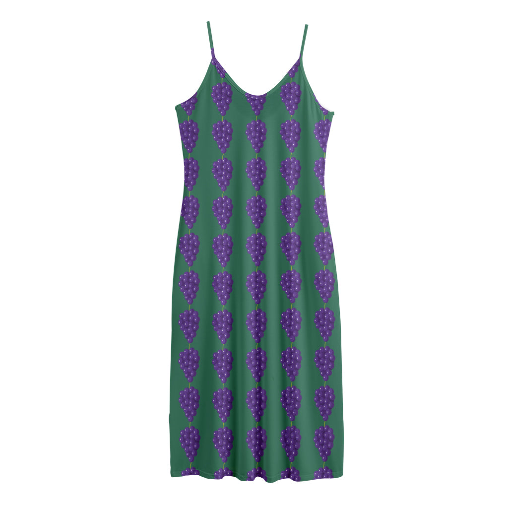 Purple Grape Pattern Print Jersey Midi Cami Dress