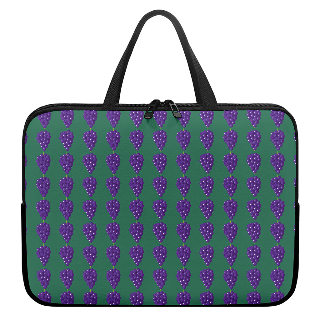 Purple Grape Pattern Print Laptop Sleeve With Handle