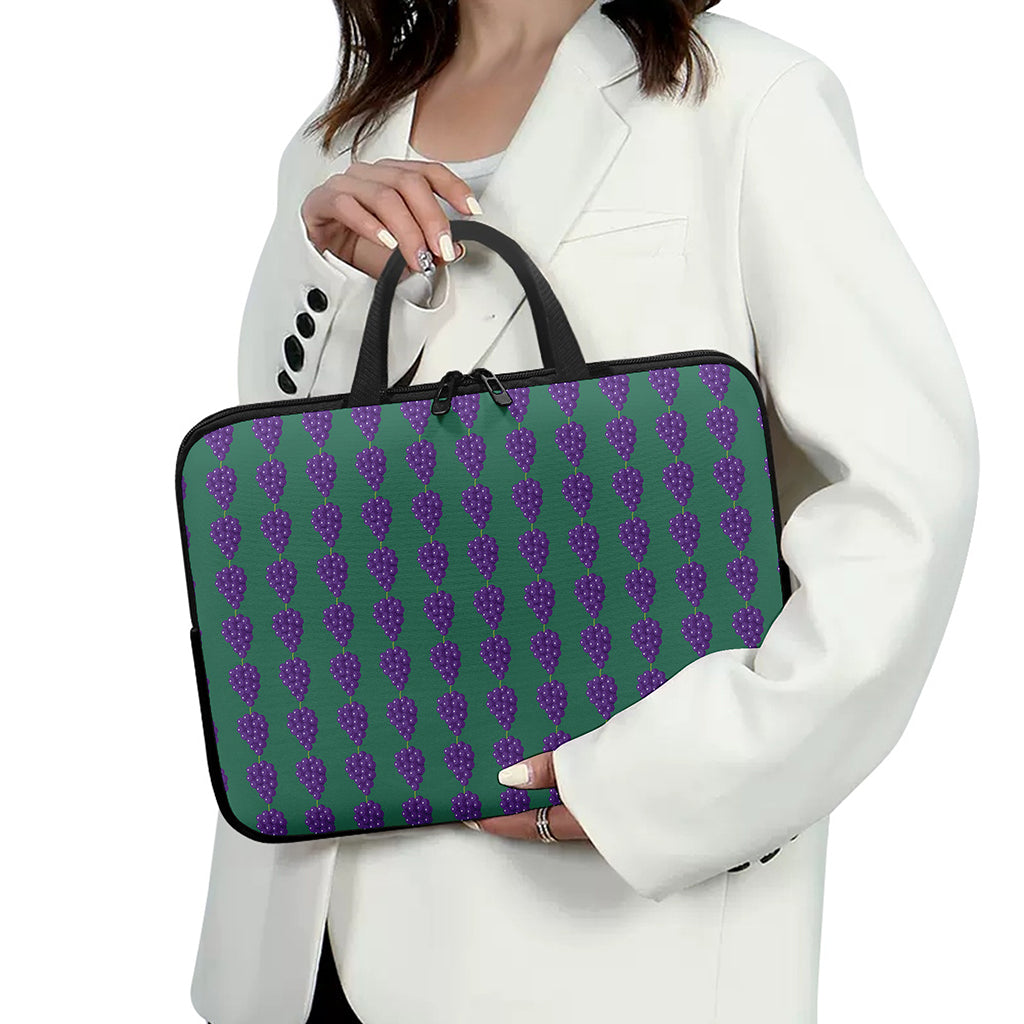 Purple Grape Pattern Print Laptop Sleeve With Handle