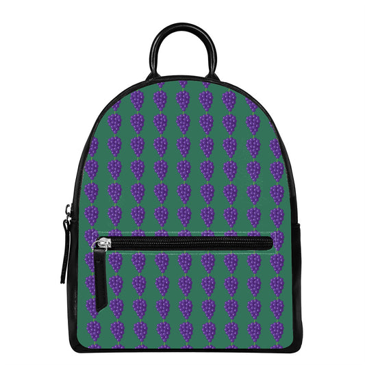 Purple Grape Pattern Print Leather Backpack