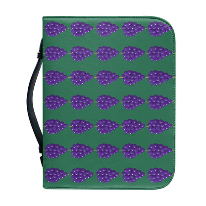 Purple Grape Pattern Print Leather Bible Cover